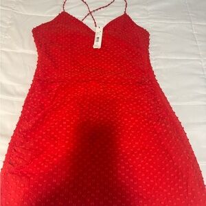 Alice + Olivia Vibrant Red Textured Dress